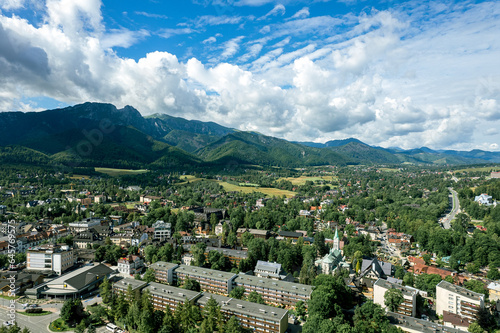Obraz na płótnie Zakopane resort town from a height, Poland w salonie
