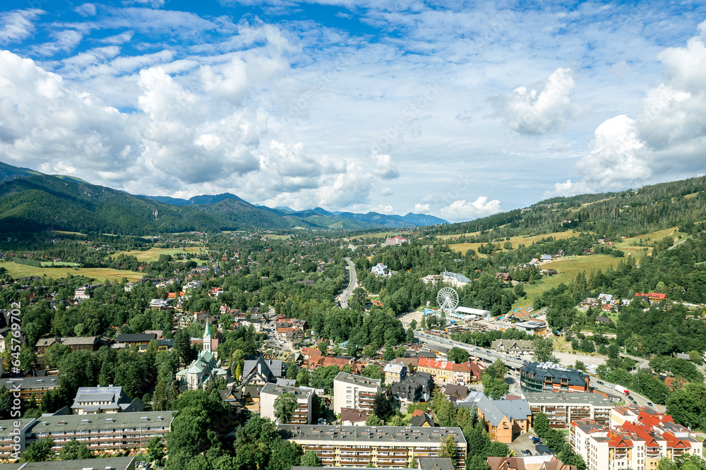 Zakopane resort town from a height, Poland