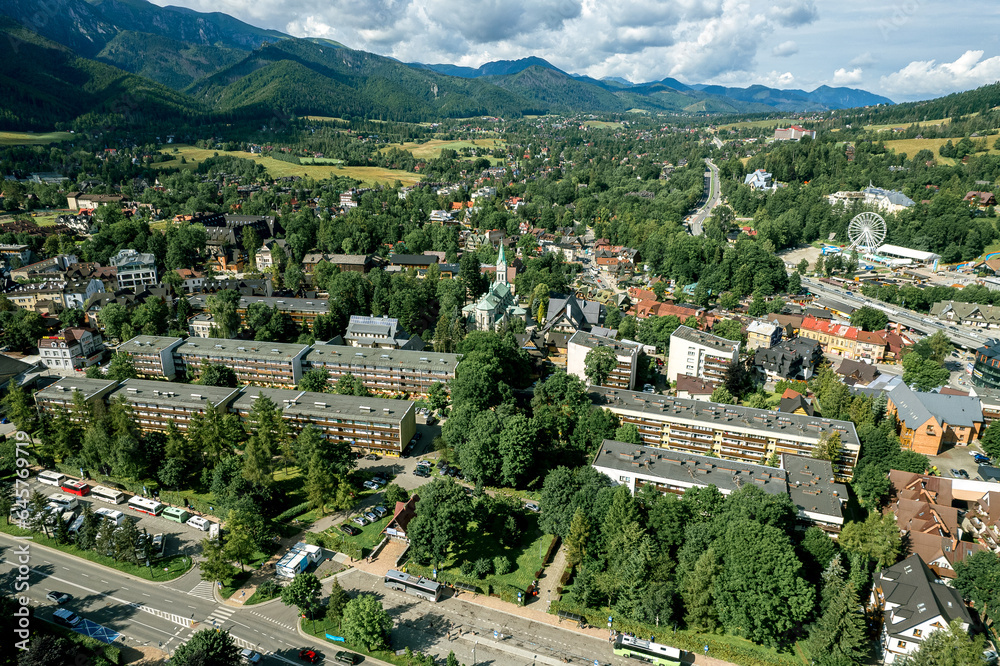 Zakopane resort town from a height, Poland
