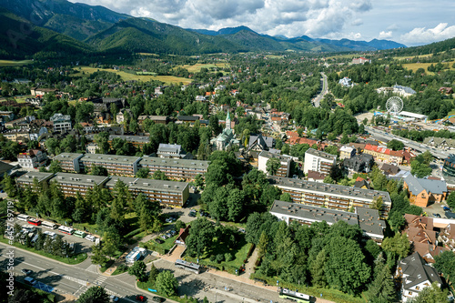Obraz na płótnie Zakopane resort town from a height, Poland w salonie