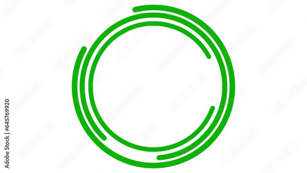 Animated green circular frame spins. Linear symbol rotates. Copy space for text. Vector illustration isolated on white background. Animated green circular frame spins. Linear symbol rotates. Copy space for text. Vector illustration isolated on white background.