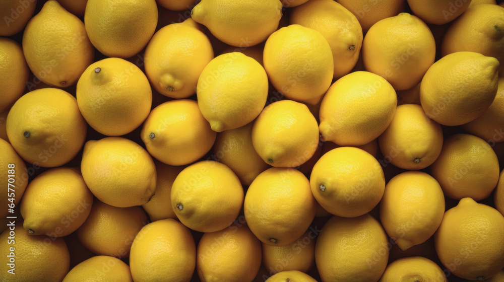 Lots of lemons. Top view of lemons. Fruits. Agriculture.