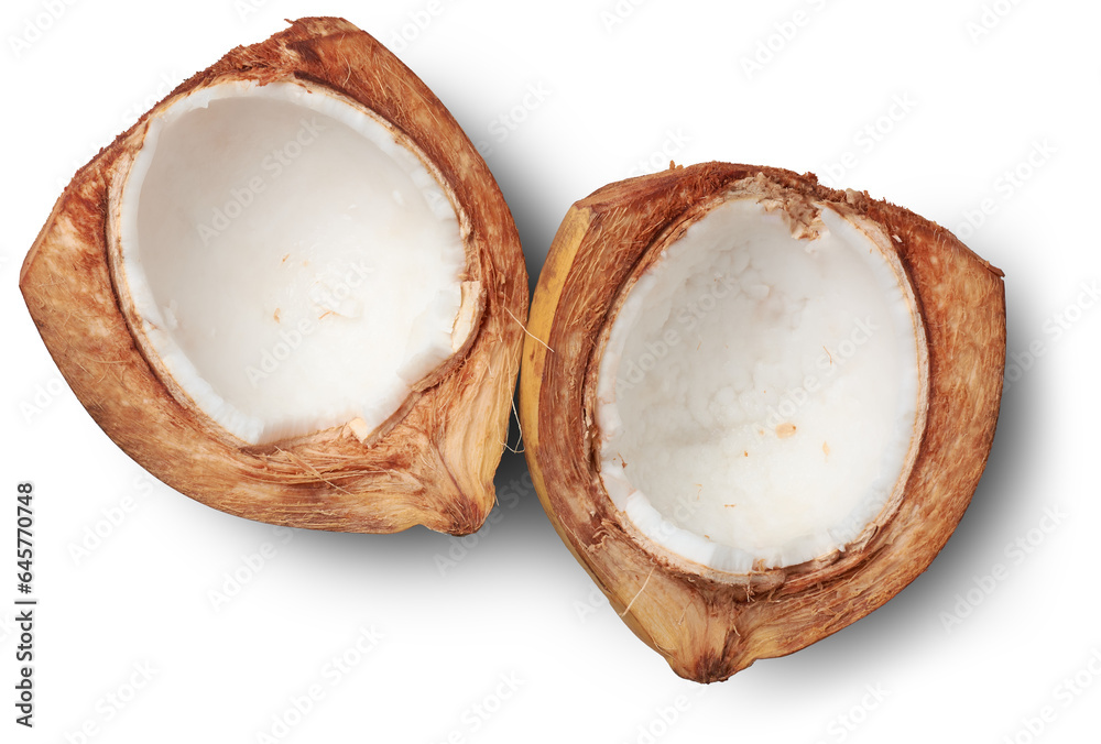 crack opened king coconut, variety of coconut native to sri lanka
