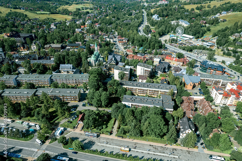 Zakopane resort town from a height, Poland