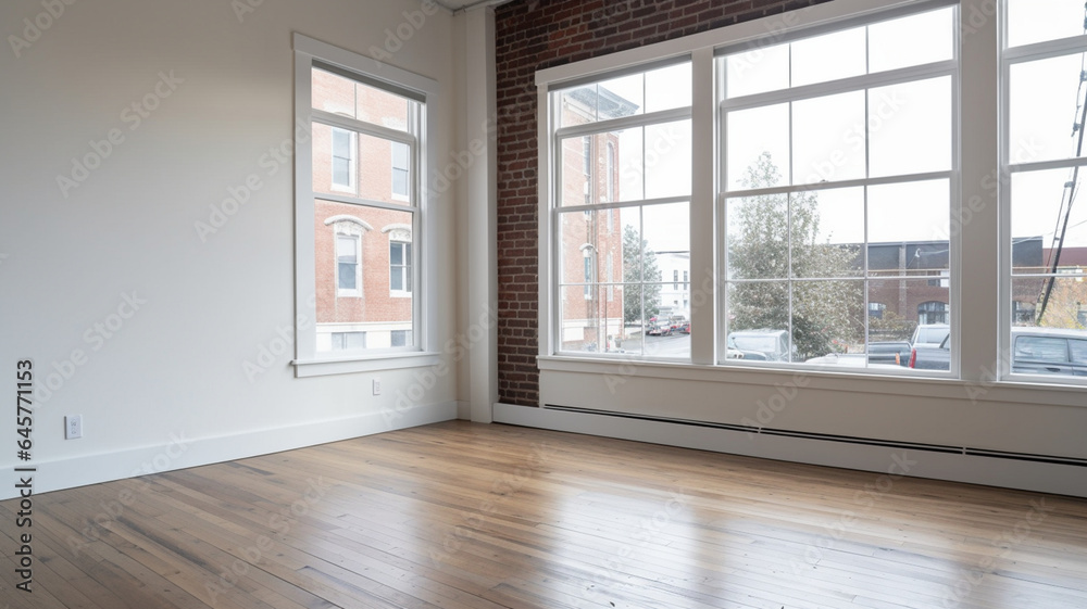 Interior with Brick Flooring and Window Interior with Brick Flooring and Window
