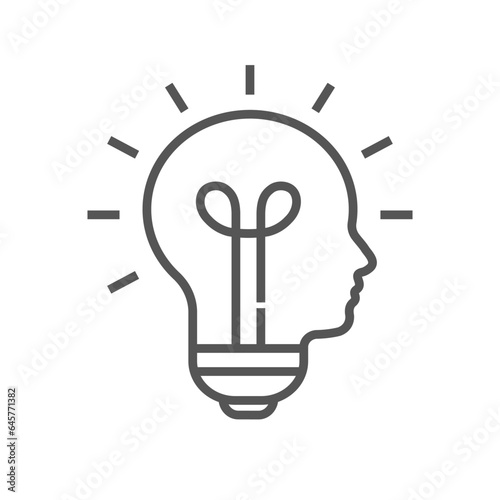 Human head bulb lamp logo vector idea smart icon. Head idea icon vector, solid illustration, pictogram isolated on white. Editable Stroke