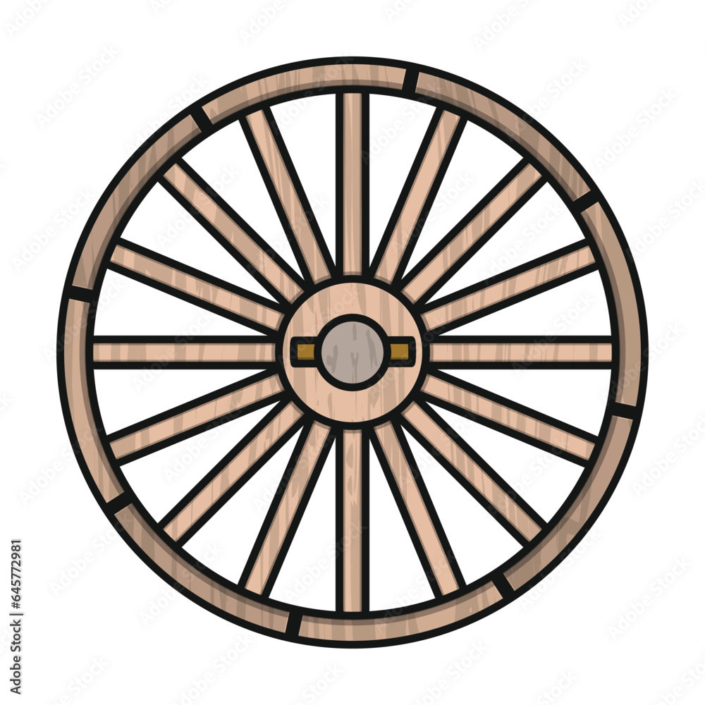 Wheel of cart vector icon.Color vector icon isolated on white background wheel of cart.