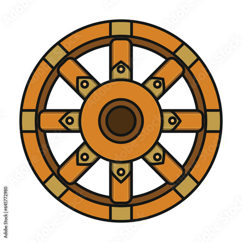 Wheel of cart vector icon.Color vector icon isolated on white background wheel of cart.