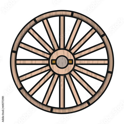 Wheel of cart vector icon.Color vector icon isolated on white background wheel of cart.