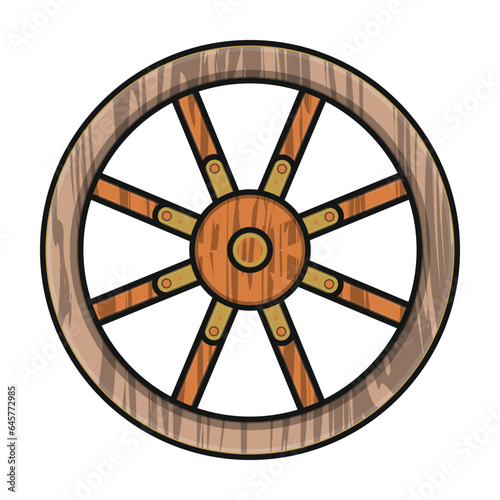 Wheel of cart vector icon.Color vector icon isolated on white background wheel of cart.