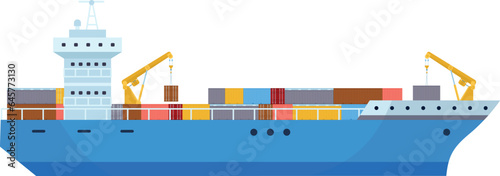 Cargo ship icon. Sea freight container transport