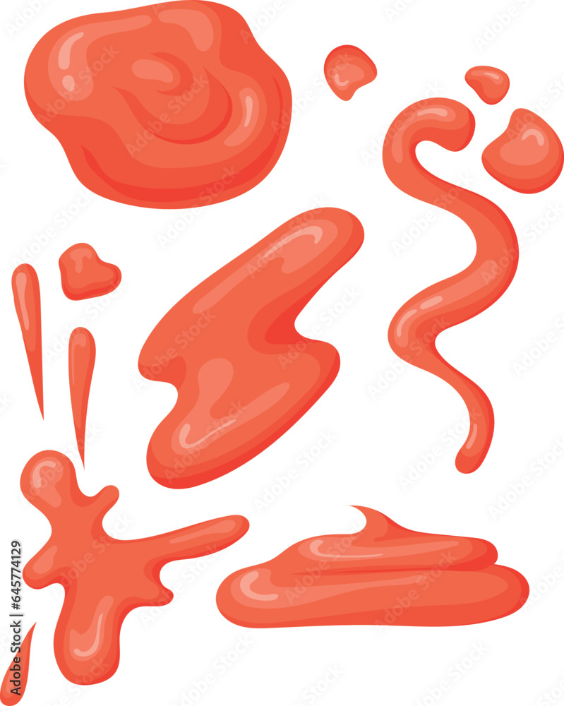 Ketchup stains set. Red tomato sauce splash Ketchup stains set. Red tomato sauce splash