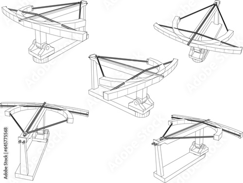 Vector illustration sketch of giant crossbow traditional ethnic weapon design