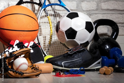 Close-up Of Sport Balls And Equipment