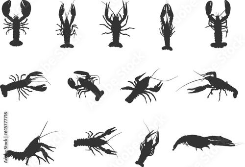 Crayfish silhouette, Lobsters silhouette, Crayfish svg, Crawfish svg, Crawfish silhouette, Seafish silhouette, Crayfish bundle
