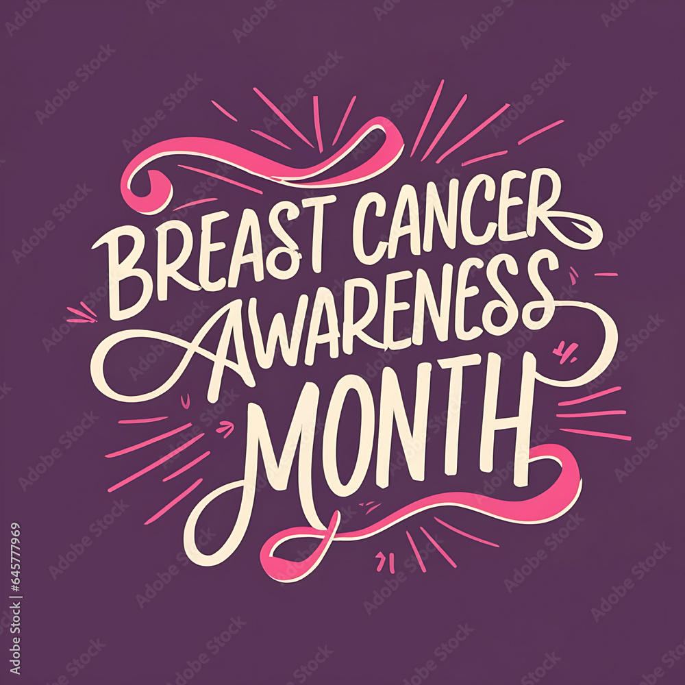 Breast cancer awareness month hand lettering typography poster.