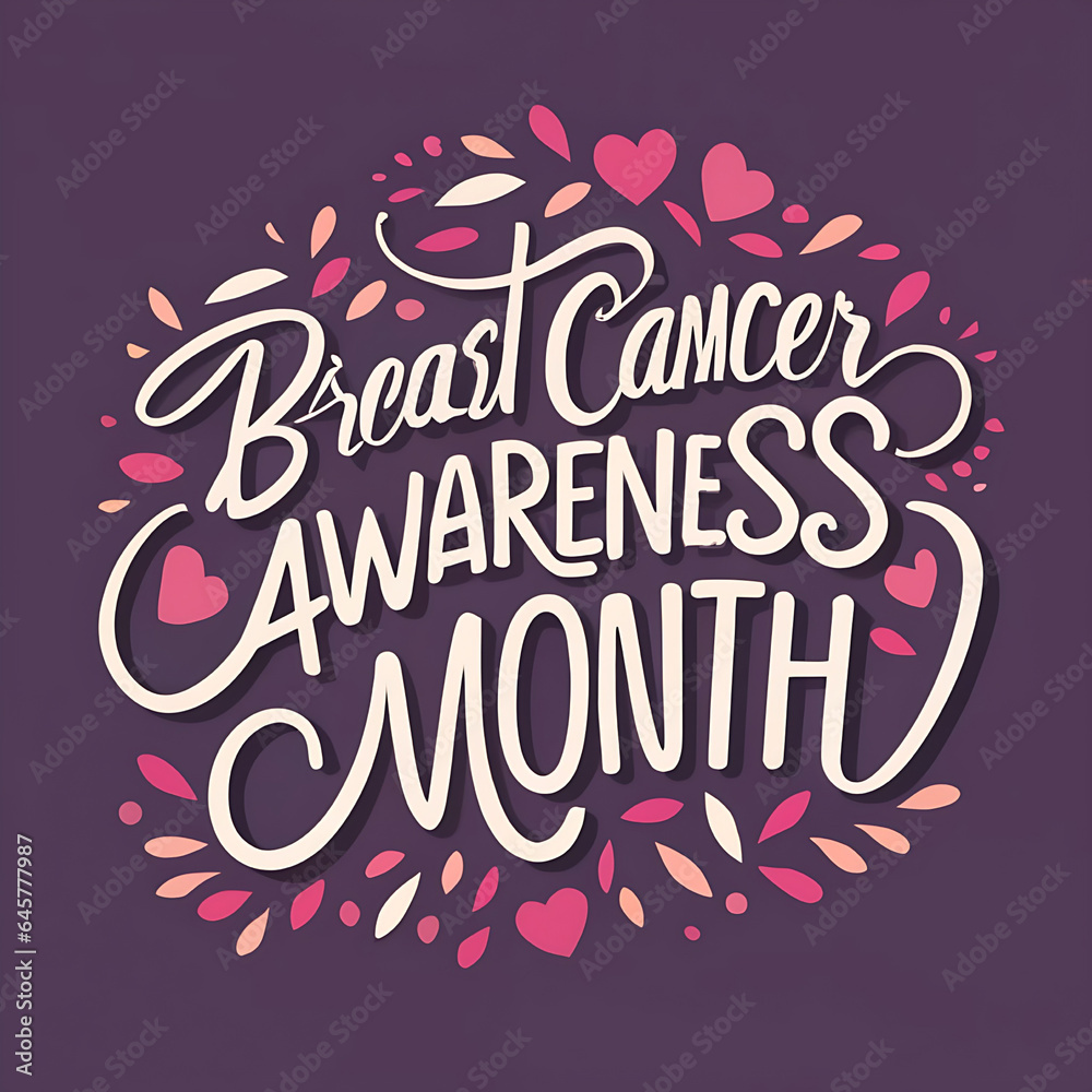 Best wishes breast cancer awareness month hand lettering typography poster.