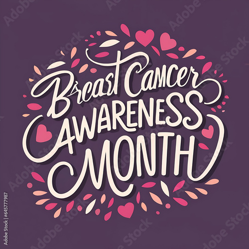 Best wishes breast cancer awareness month hand lettering typography poster.