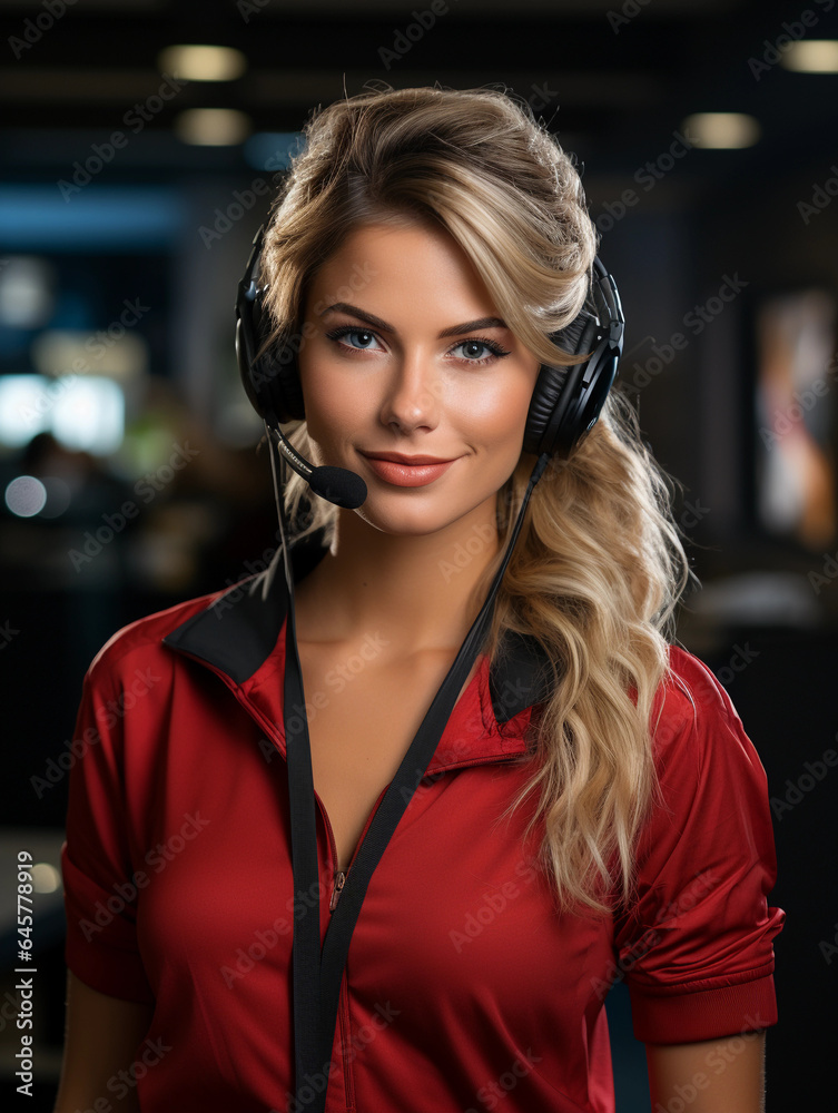 Woman customer service representative. Call center agent