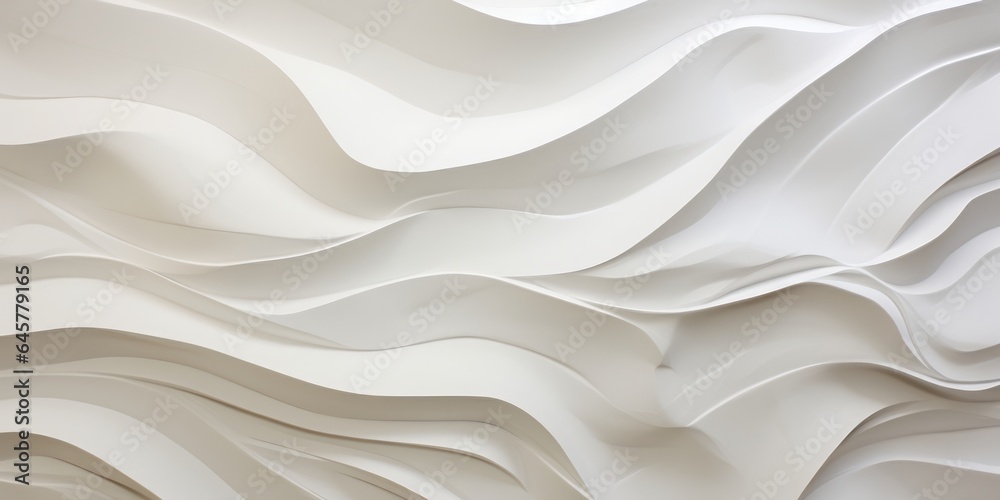 Flowing Thin White Lines in Delicate Paper Cutout Style, Depicting Yogurt, Cream, Ice Cream - obrazy, fototapety, plakaty 