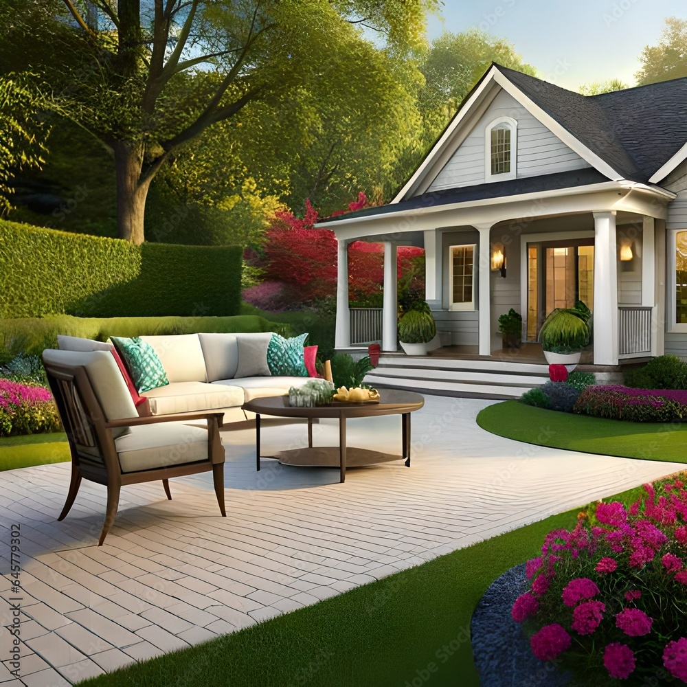  Interior Design of a Beautiful Lawn, house in the garden, House Front Lawn and Seating Area, Home Front Lawn and Flowers, Interior Design with Garden Beauty, interior design of front yard