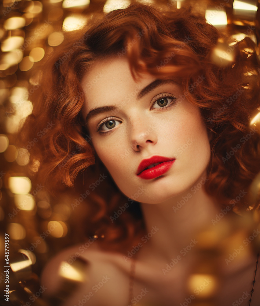 Portrait of beautiful young woman with bright make-up. Christmas and New Year party Portrait of beautiful young woman with bright make-up. Christmas and New Year party