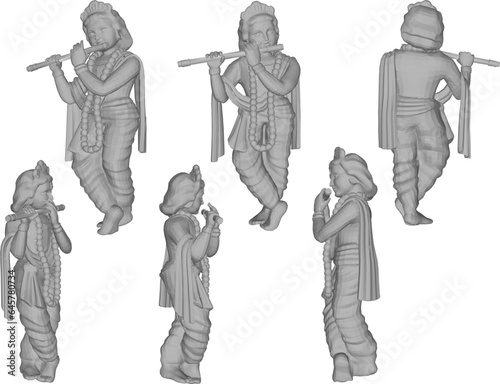 Vector sketch illustration design of holy god krishna statue with flut