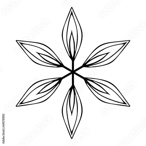 hand drawn doodle snowflake flower, element on a white background