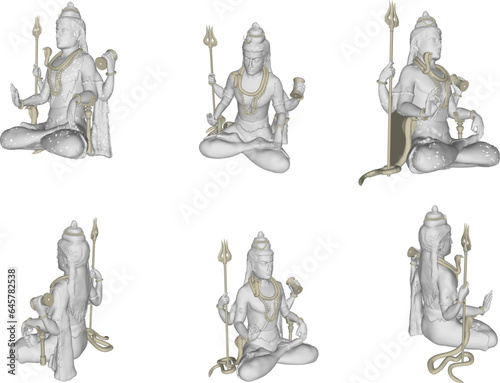 Vector sketch illustration design of statue of god shiva sitting cross-legged with trident and snake © nur
