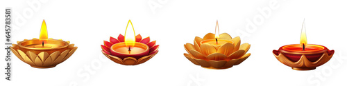 Diwali Diya clipart collection, vector, icons isolated on transparent background