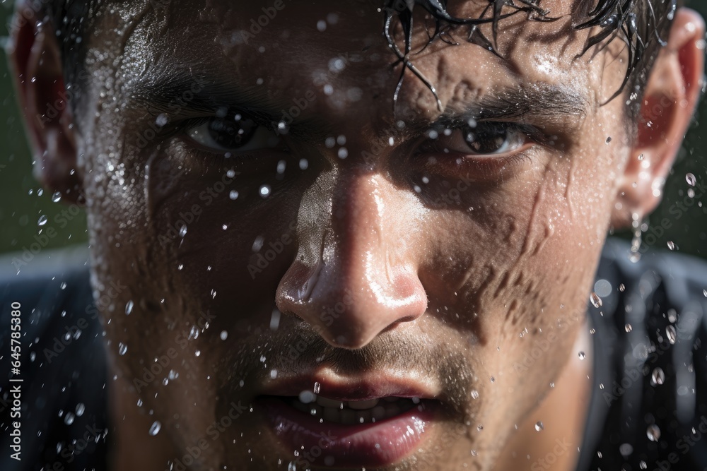 Close-Up of Sweating Athlete