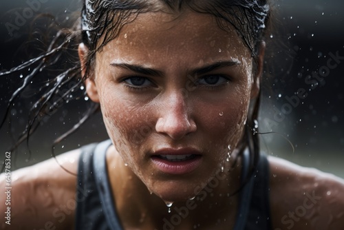 Close-Up of Sweating Athlete photo
