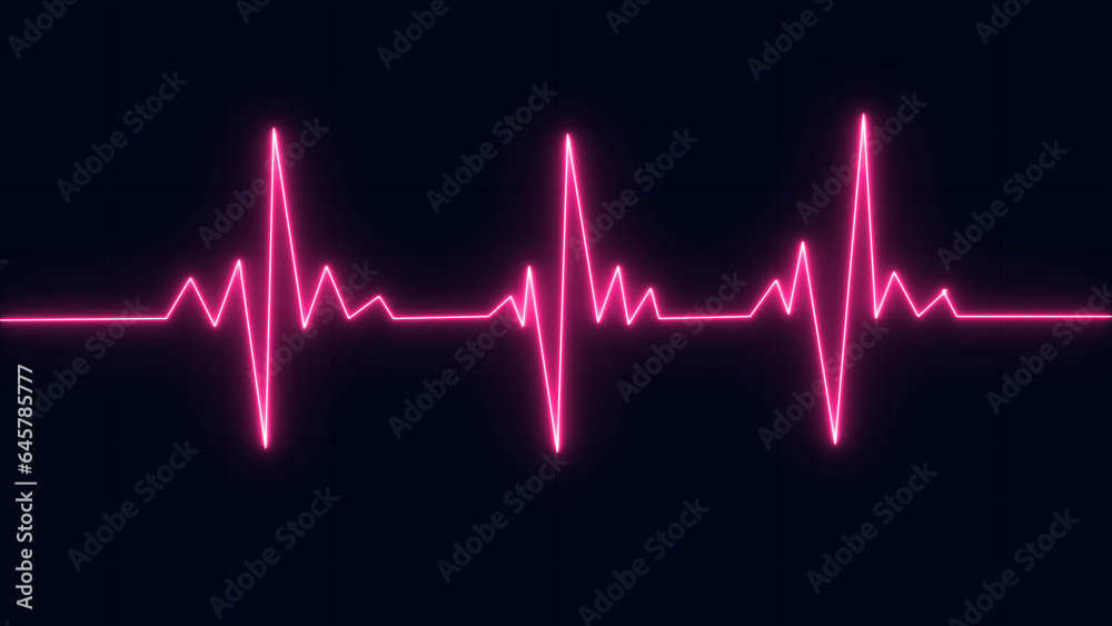 Pink Heart pulse monitor with signal. Heart beat. Electrocardiography Heartbeat Line monitor