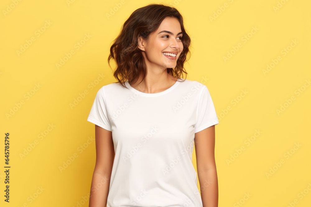 Fototapeta premium Adult in White Tee for Design Showcase