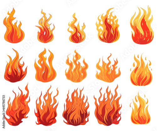 set of illustration of flames. cartoon fire. flare ball. isolated on a transparent background. eps 10