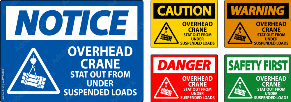Caution Sign, Overhead Crane Suspended Loads Caution Sign, Overhead Crane Suspended Loads