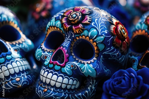 Blue Mexican Skull for the Day of the Dead.