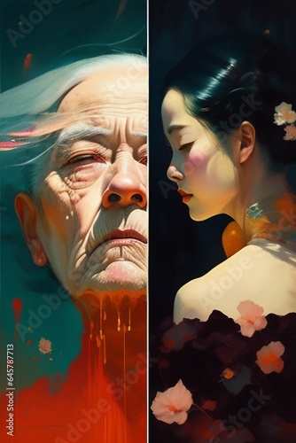 Young and Old Women Portrait in ugliness 