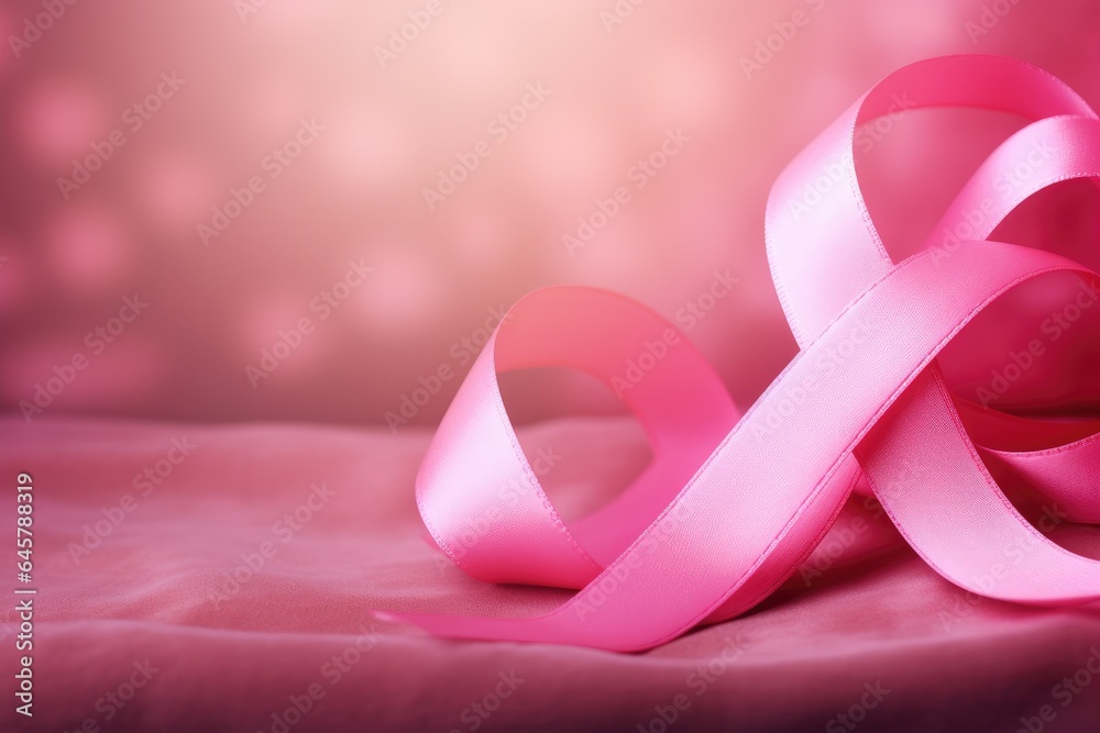 Fototapeta premium pink twisted ribbon on pink background.