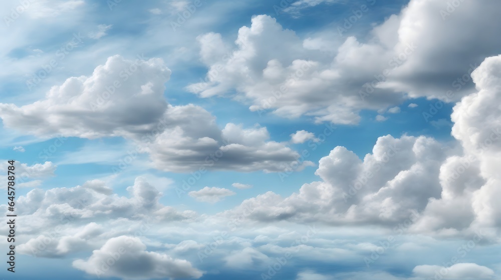 Fototapeta premium Realistic Cloudy Sky Background Cloudy Sky Illustration Cloudscape Wallpaper Natural Cloud Formation Background AI Generative