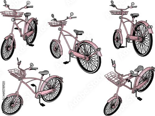Vector sketch illustration of classic old retro bicycle design for collection stash