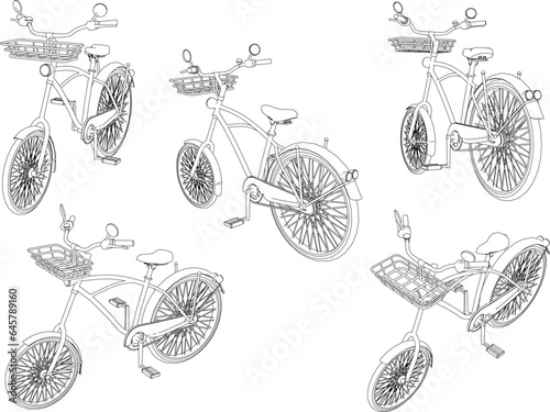 Vector sketch illustration of classic old retro bicycle design for collection stash