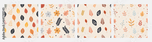 Collection of pattern autumn leaves and flowers theme, design can be for t-shirts, wrapping paper, printing needs