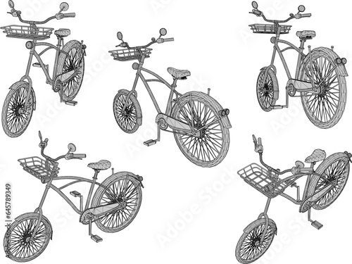  Vector sketch illustration of classic old retro bicycle design for collection stash
