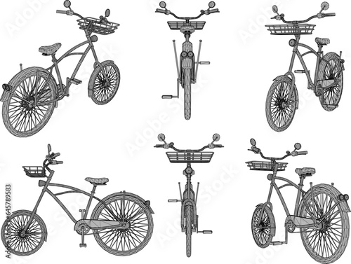 Vector sketch illustration of classic old retro bicycle design for collection stash