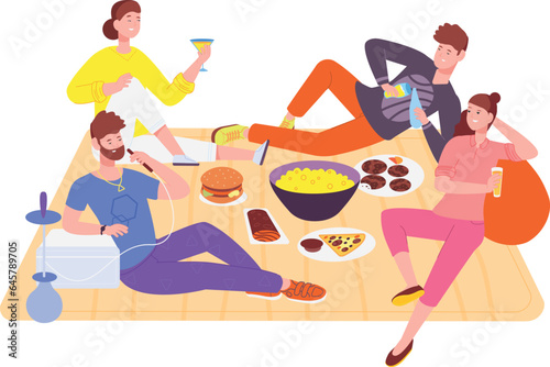 Home party celebration. Young people gathering together