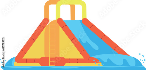 Water slide. Aqua park attraction. Beach amusement