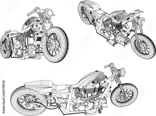 Vector sketch illustration of classic old retro racing bike design for racer collection stash