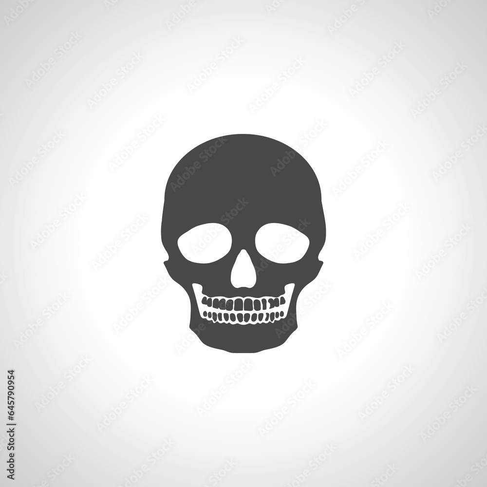 The skull icon. Black silhouette of a human skull The skull icon. Black silhouette of a human skull