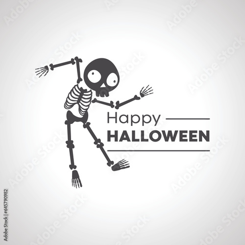 happy halloween icon with cartoon sceleton